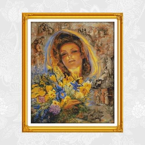 Womens memories Cross-stitch Count 11CT 14CT Print Canvas Cross Stitch Kits Handwork Beginner Embroidery Needlework