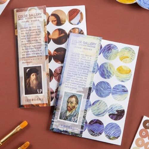 5 pcs/set Color Gallery series Decorative Stickers Scrapbooking Dots Stick Label Diary Album stationery Retro round Sticker
