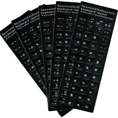 Spanish Standard Laptop Notebook Keyboard Stickers Russian French Italian Arabic Spanish German Hebrew Korean Language 5Pcs /Lot