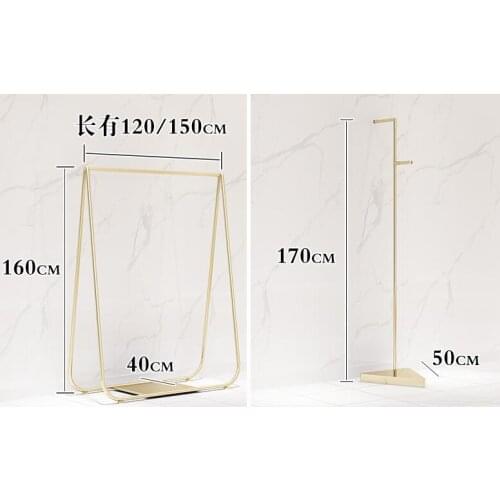Floor type golden womens clothing display shelf