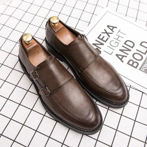 2021 New Autumn and Winter Fashion Business Fashion All-match Formal Wear Monk Mens Double Buckle Monk Shoes Mens Shoes XM375