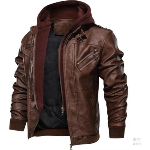 New 2020 Mens Leather Jacket Men Motorcycle Removable Hood winter coat Men Warm Genuine European size Pu Leather Jacket S-3XL