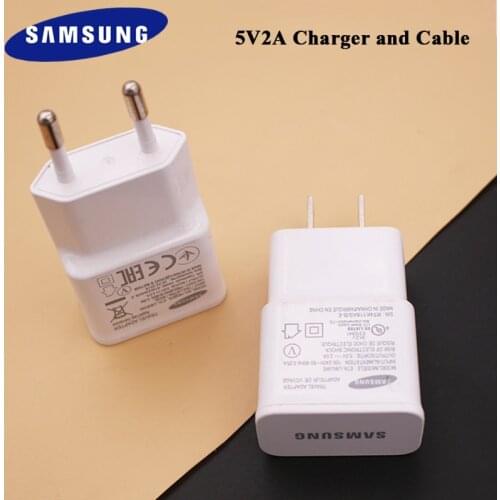Original Samsung 5V 2A Charger EU US Plug Wall Power Adapter With Type C Cable For Galaxy S10 S9 S8 Plus Note 9 8 7 A8S A9S A50