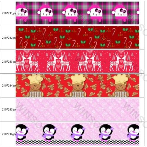 Reindeer Neon Flower Print Grosgrain Ribbon Cartoon Suitable for DIY Christmas Decoration Crafts 10 Yards