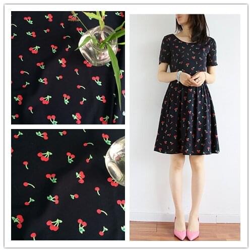 1Meter Width: 145mm Kawaii Cherry Printed Fabric Fashion Cloth for Summer Dress Garment Accessories (ss-k0003)