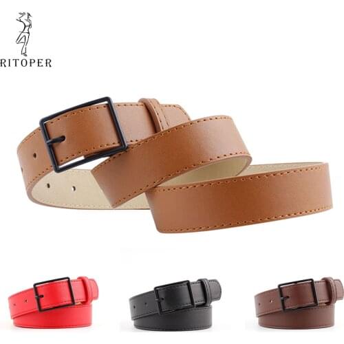 Retro Solid Color Wide Belts Square Buckle Fashion Decoration Waistband For Jeans Unisex Couple