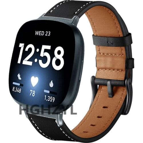 Replacement Leather Watch Band For Fitbit Versa 3 2 Strap Bracelet Leather Wrist Strap For Versa Sense Smart Watch Accessories