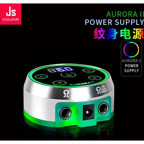 Tattoo Power Supply Digital Power LCD Display Aurora II Silver for Foot Switch Tattoo Machine Green Color Light PMU Pen Supply