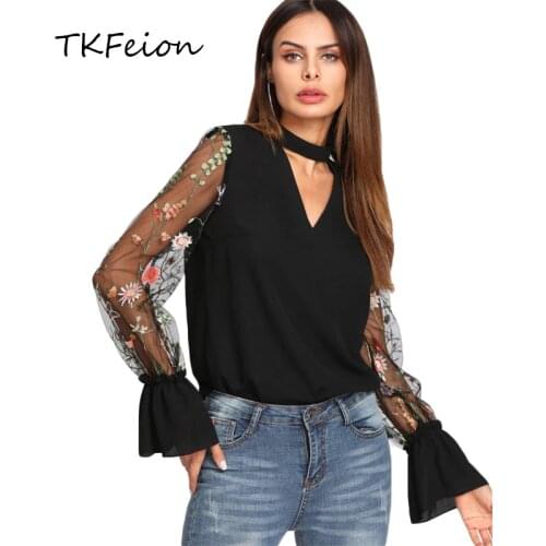 Блузки с цветами TKFeion China At AliExpress