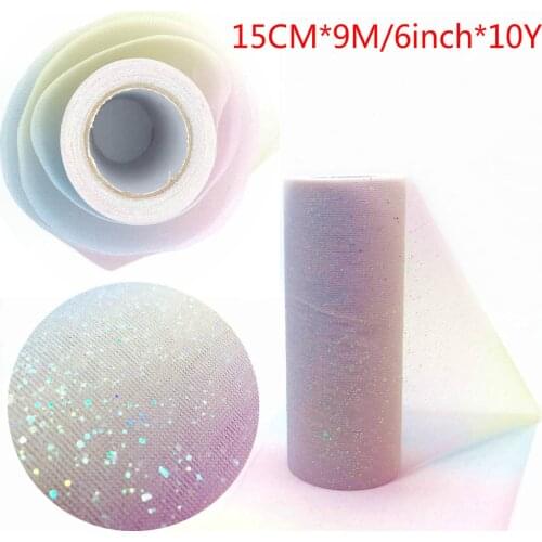 10Yard/roll Rainbow Glitter Tulle Roll Sequin Crystal Organza Sheer Fabric DIY Craft Gift Tutu Skirt Home Wedding Decoration