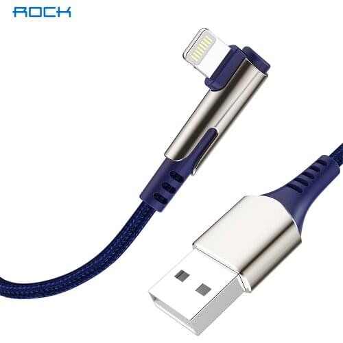 ROCK Game USB Fast Charge Cable for Apple iPhone 11 Pro Max Xs XR 7 8 Plus SE iPad 2.4A Zinc Alloy Elbow Nylon Braid Data Cable