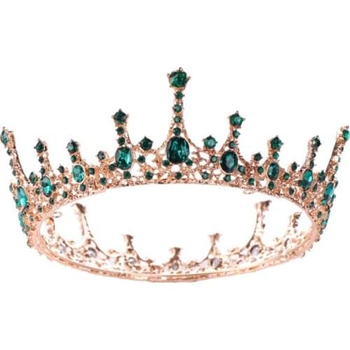 Green Crystal Rhinestone Bridal Tiara and Crown Hair Jewelry Full Circle Noiva B
