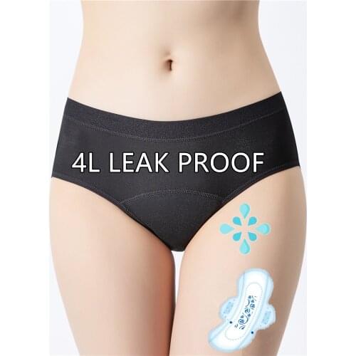 Womens Mid wais full protection 4 layers menstrual panties washable Leak proof Breathable underwear viscos period panties