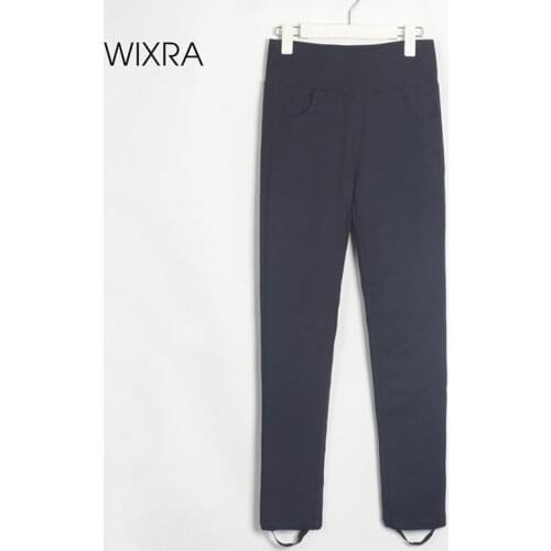 Wixra Womens Skinny Pants High Waist Stretchy Trousers Thick Velvet White Duck Down Female Bottoms Plus Size