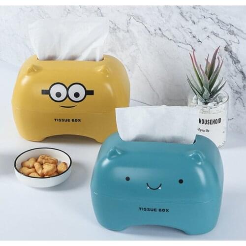 Cute Tissue Holder Cartoon Napkin Tissue Box Holder Rectangular Paper Dispenser Box Storage Napkin Case Organizer Home Ornament