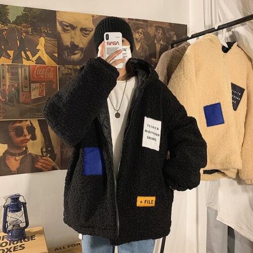 Lamb Wool Couple Wear 2021 Winter New Super Thick Loose Hooded Cotton Jacket Plus Size M-5xl