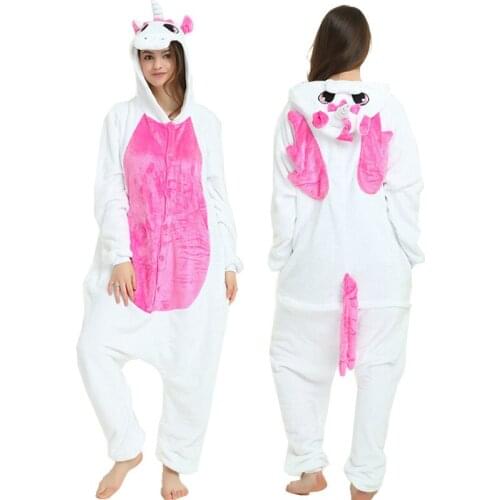 Winter Warm Women Nightie Unicornio Sleepwear Overalls Cartoon Animal Kigurumi Pajamas Funny Cosplay Unicorn Pyjamas for Girls