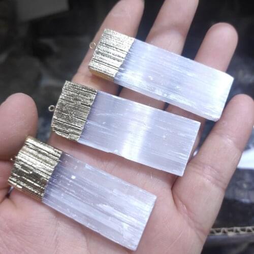1pcs 5-6cm Natural Crystal Pendant Clear Quartz Mineral Charm White Selenite Pendant Quartz Jewelry