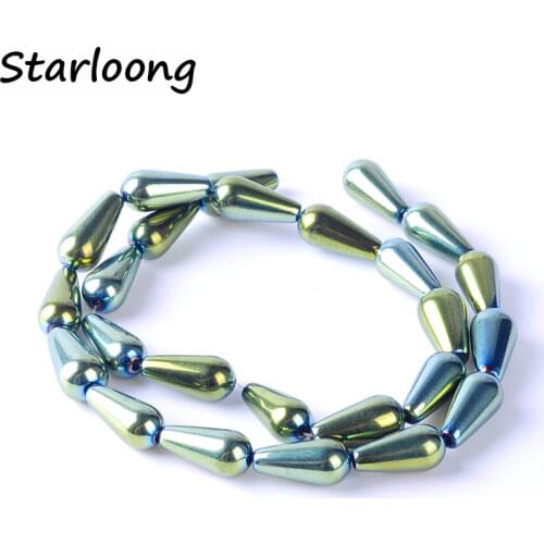 1pack/lot 6*12MM Natural stone bright multi-color water drop loose spacer hematite beads for DIY jewelry necklace making