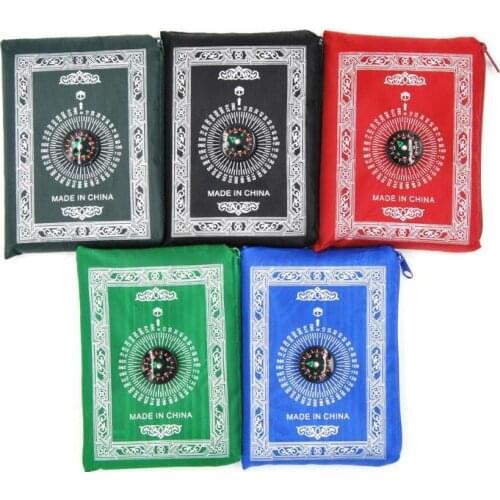 100pcs Muslim Prayer Rug Polyester Portable Braided Mats with Compass In Pouch Travel Home New Style Mat Blanket 100*60cm SN1346