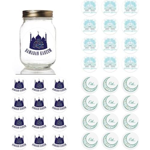 24/48pcs 4.5cm Eid Mubarak Favor Gift Bag Sealing Stickers Ramadan Mubarak Stickers Box Cake Sticker Lable Decoration
