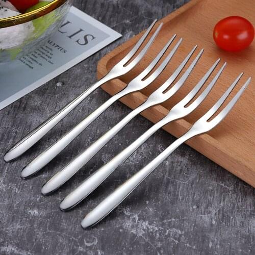 304 thickened stainless steel fruit fork two-tooth dessert fork creative cake moon cake fork Western tableware