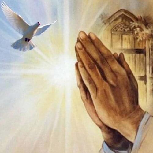 Pigeon cross with praying hands 5d Diy Diamond Painting Religious 3d Diamond Embroidery Mosaic full Drill Diamond Cross Stitch