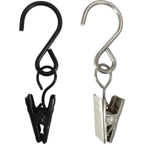 896A 100pcs Metal S Hooks Curtain Clips Hanging Party Lights Clip Hangers Photo Tents