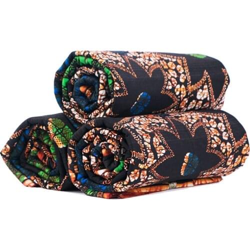 African High Quality Ankara Pagne Guaranteed Veritable Wax Floral Printed 100% Cotton Sewing Material Fabric 6 Yards\Lot