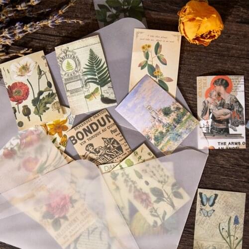 200pcs/retro twilight oil painting plant hand account material diary stationery scrapbook magazine material base material book