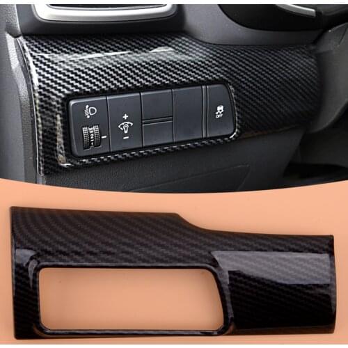 Car ABS Carbon Fiber Style Headlight Switch Frame Cover Trim Fit for Hyundai Tucson 2015 2016 2017 2018 2019