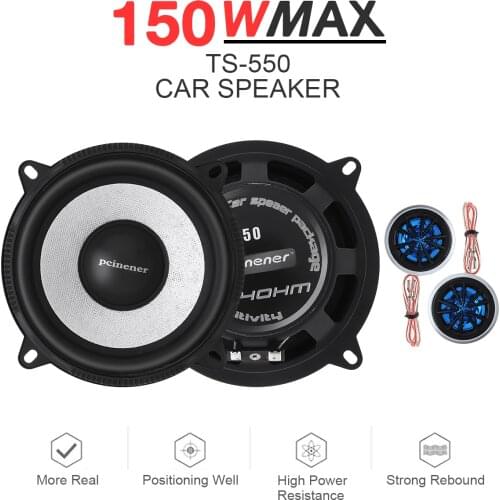 Car Speaker 5 Inch 13cm 150W Vehicle Door Auto Audio Stereo Speakers Set HiFi Loudspeaker Tweeter Crossover Car Radio Speaker