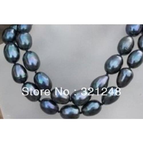 Free shopping new 2014 diy 8-9mm black south sea pearl necklace 35" GE4547