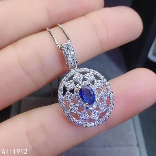 KJJEAXCMY fine jewelry natural sapphire 925 sterling silver women gemstone pendant necklace chain support test lovely
