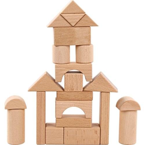 Childrens wooden Beech 22 logs can nibble and assemble building blocks to build early education puzzle toys