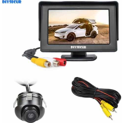 DIYSECUR Wlred 4.3" LCD Rear View Car Monitor + HD Back Up Rear Front Side View Car Camera for Parking Assistance System