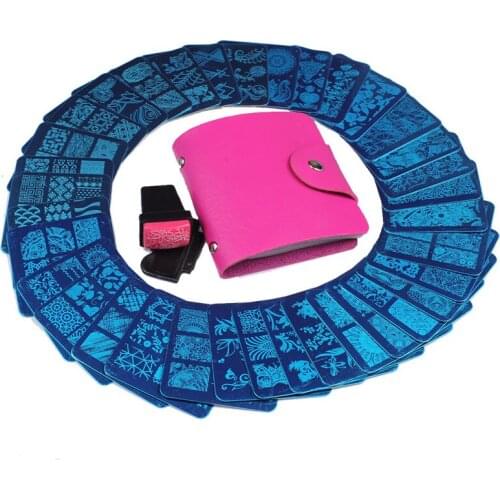 Finger Angel 35Pcs 6*6 Square Nail Art Plate Stamping Template+1Pcs Rose Red Stamping Case+1Pcs Stamper &Metal Scramper W052