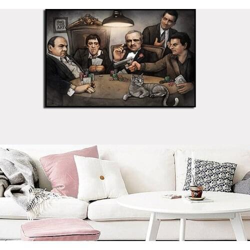 Gangers Art Print By Big Chris Gangsters Playing Poker Poster On Wall Picture For Living Room Decorative Painting