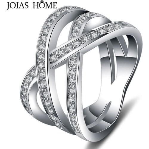 JoiasHome Silver Ring For Womenh With AAA Zircon Gemstones Women Party Wholesale Gift Silver Color Size 6-10 Wholesale