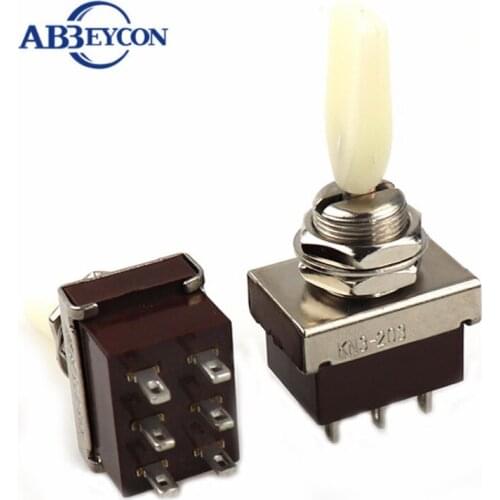 KN3-203 ON-OFF-ON 6 pin 6A 125VAC 3 way toggle switch double poles toggle switch