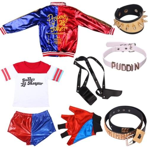 Halloween Costumes Suicide Women Squad Adult Kids Birthday Party Jacket Pants Sets Christmas Kids Girls New Year Clothes