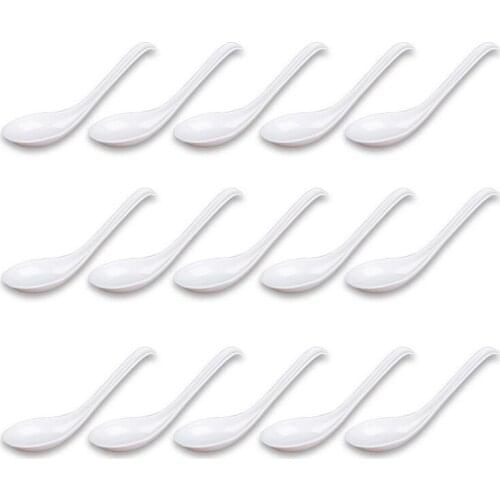 Soup Spoons,15Pcs Japanese Style Spoons Creative Rice Spoons Chinese Asian Soup Spoons with Long Handle for Restaurants