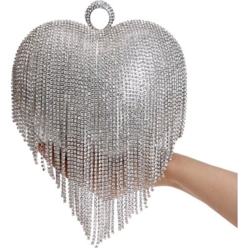 Luxy moon Pearl Evening Bag Women White Heart Hand Bag Bridal Wedding Dinner Party Purse Ladies Fashion Beading Day Clutch XA53H