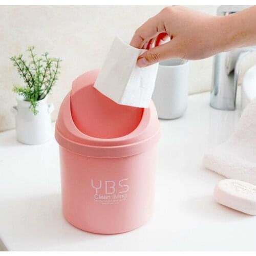 Small Flip Desktop Trash Can Mini Creative With Lid Home Kitchen Living Room Bedroom Table Trash