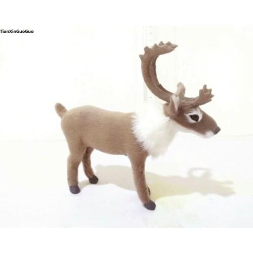 Simulation reindeer 18x17cm model,polyethylene& fur deer toy handicraft,prop,home Decoration,Xmas gift b3680