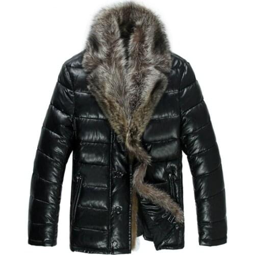Men big Real Raccoon Fur collar Down coat Warm mens down jacket doudoune homme S-4XL Thicken Coat 19054-5