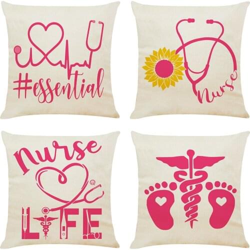 Nurses Day Cushion Cover Hoga Decorative Pillow funda cojines 45x45 housse de coussin Nordic Throw Pillow Cover for Sofa Car