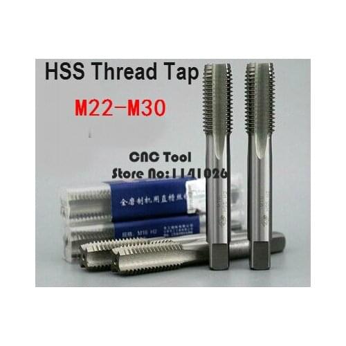 New 1PCS M22/M24/M27/M30/M22*1.5/M24*1.5/M27*1/M27*1.5 High Speed Steel HSS Straight groove Machine Screw Thread Metric Plug Tap