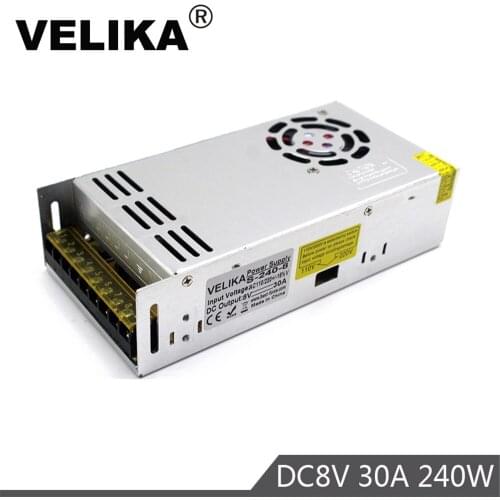 New Arrival Regulated 8V Power Supply Switch 30A 240W Driver 220V 110V AC DC8V SMPS For LED Light Strip display Screen Lamp CNC