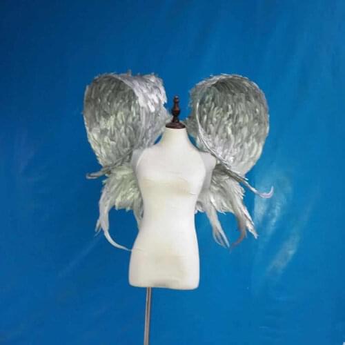 NEW Snail shape Natural Feather Gold Sliver Stereoscopic Angel wings 90*90CM Adult shooting props Party Decor